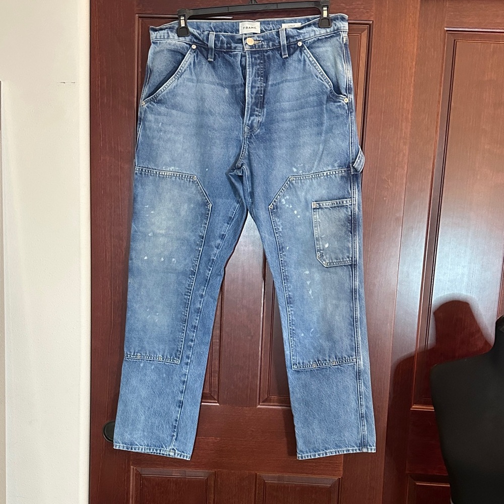 Frame Denim Blue Jeans with Gold Button